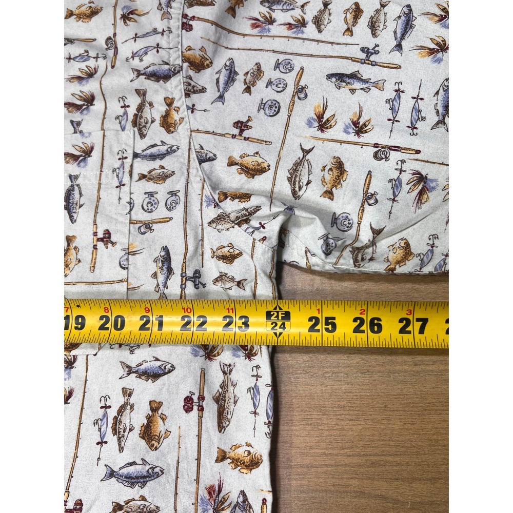 Woolrich Mens Freshwater Fish Print Short Sleeve Button Up Shirt‎ Size L - Picture 7 of 9